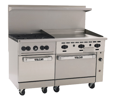 Vulcan 60SS-4B36GT Endurance Natural Gas Range 4 Burners w/ Thermostatic Griddle & 2 Standard Ovens 60" - 238,000 BTU