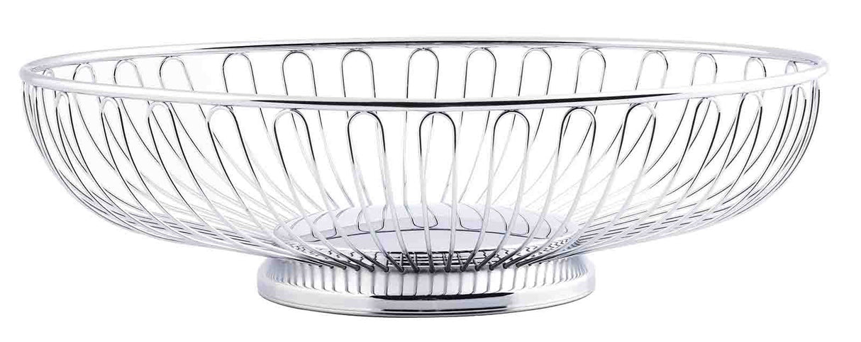 TableCraft 4176 Chalet Chrome Plated Steel Oval Wire Serving Basket 11-3/8" x 8" x 3-1/4"