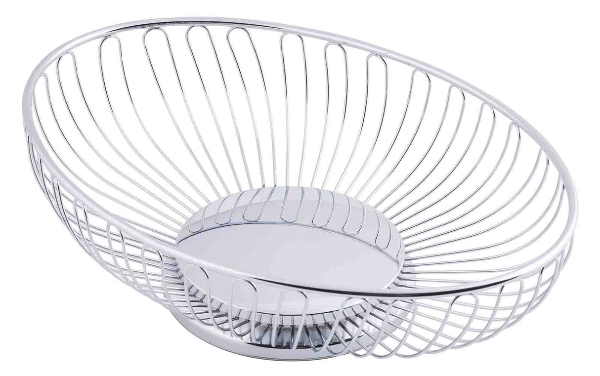 TableCraft 4176 Chalet Chrome Plated Steel Oval Wire Serving Basket 11-3/8" x 8" x 3-1/4"
