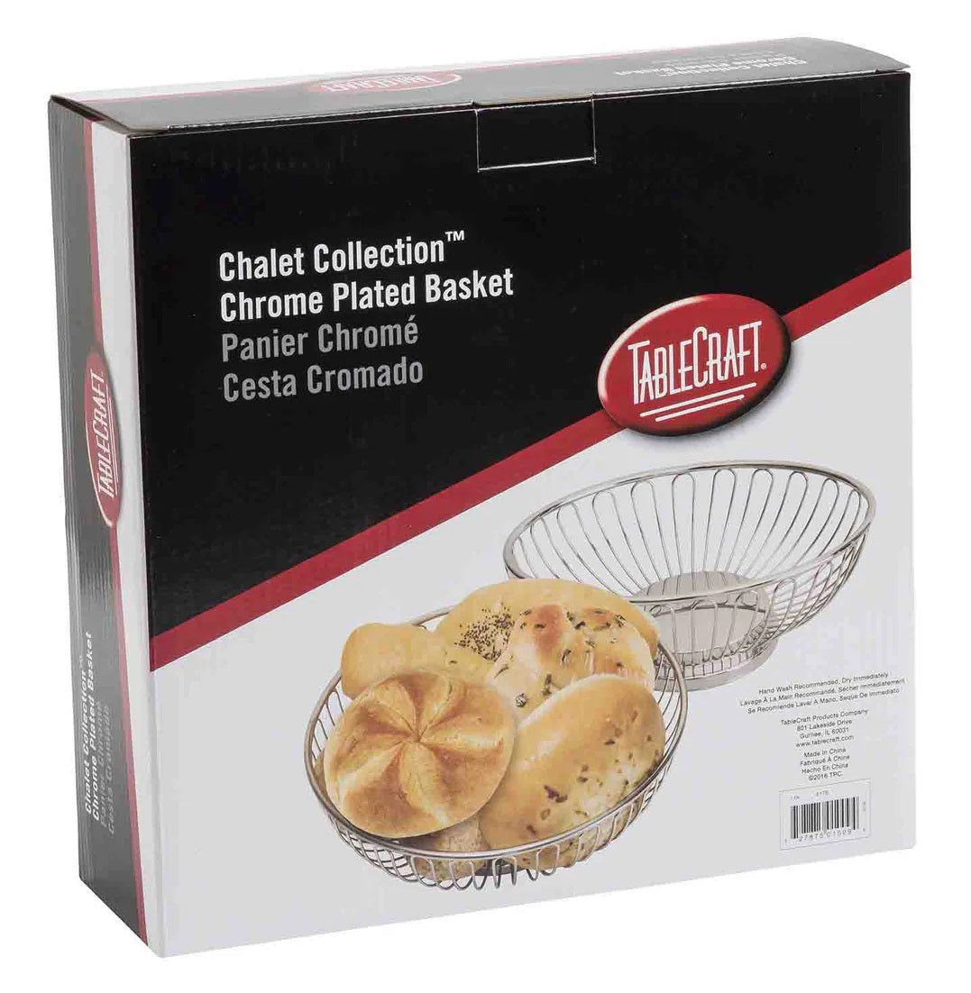 TableCraft 4176 Chalet Chrome Plated Steel Oval Wire Serving Basket 11-3/8" x 8" x 3-1/4"