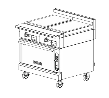 Vulcan V2P36 V Series Heavy Duty Natural Gas Modular Range w/ 2 Plancha Tops 36" - 35,000 BTU