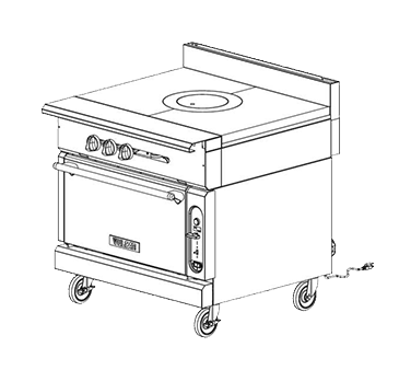 Vulcan V1FT36 V Series Heavy Duty Natural Gas Modular Range French Top 36" - 45,000 BTU