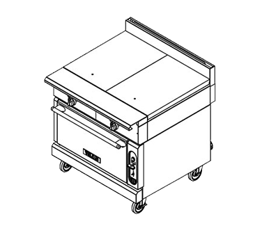 Vulcan V236HB V Series Heavy Duty Natural Gas Modular Range w/ 2 Hot Tops & Cabinet Base 36" - 60,000 BTU