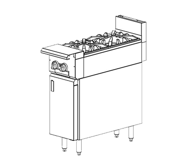Vulcan V2B12B V Series Heavy Duty Natural Gas Range w/ 2 Modular Open Burners & Cabinet Base 12" - 70,000 BTU