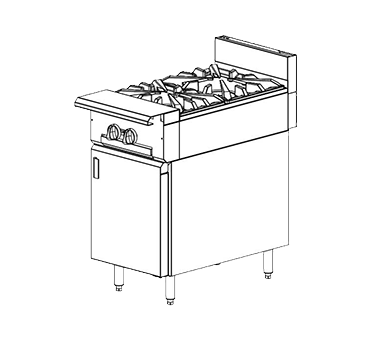 Vulcan V2B18B V Series Heavy Duty Natural Gas Range w/ 2 Burners & Cabinet Base 18" - 70,000 BTU