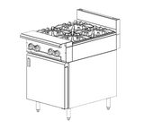 Vulcan V4B24B V Series Heavy Duty Natural Gas Range w/ 4 Burners & Cabinet Base 24" - 140,000 BTU