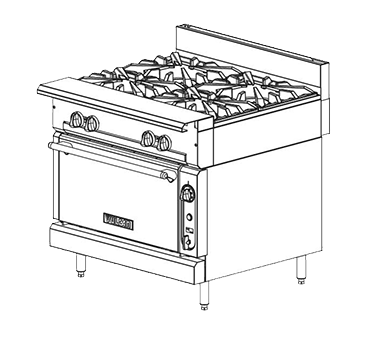 Vulcan V4B36 V Series Heavy Duty Natural Gas Modular Range 4 Burner 36" - 140,000 BTU