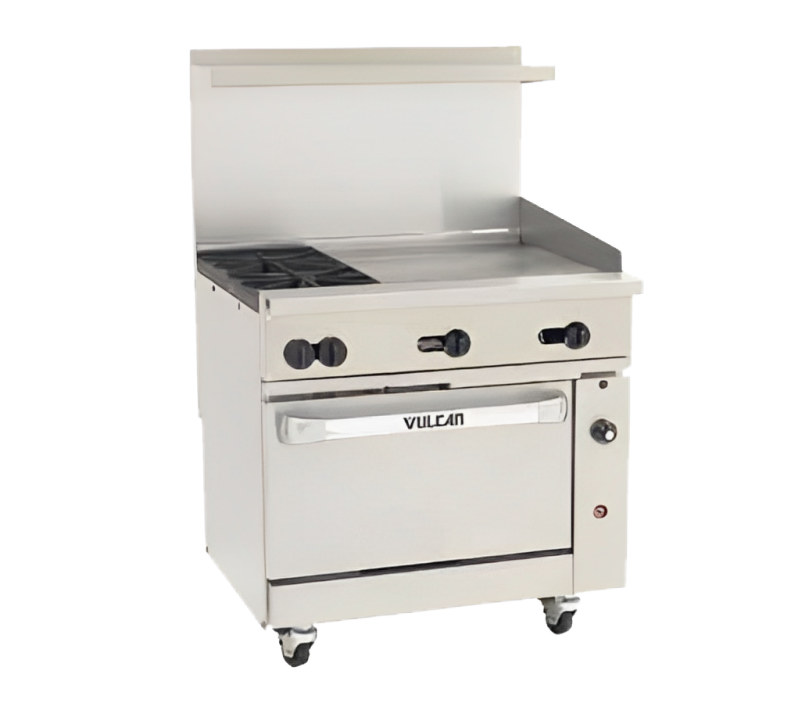 Vulcan 36C-2B24G-NG Endurance Natural Gas Range 2 Burner w/ Manual Griddle & Convection Oven 36" - 135,000 BTU