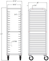 New Age 4339 Lifetime Series Aluminum End Loading Mobile Wide-Angle Bun / Sheet Pan Rack w/ 3" Bottom Load Slides 73"H - 20 pan/capacity