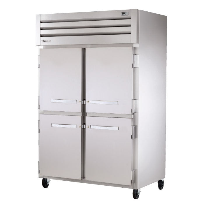 True STA2DT-4HS Spec Series 2-Section 4 Solid Half Door Dual Temp Reach-In Refrigerator / Freezer 52" - 56 Cu. Ft. - 115v