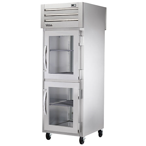 True STG1RPT-2HG-1S-HC Spec Series 1-Section 2 Glass Half Door Front / 1 Solid Door Rear Pass-Thru Refrigerator 27" - 115v