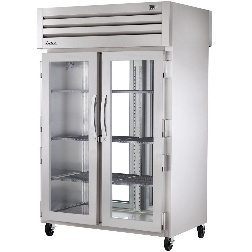 True STR2RPT-2G-2G-HC Spec Series 2-Section Glass Door Front / Glass Door Rear Pass-Thru Refrigerator 52" - 56 cu. ft. - 115v