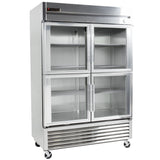 True T-49G-4-HC~FGD01 2-Section Left/Right Hinged 4 Glass Half Door Reach-In Refrigerator 54" - 115v