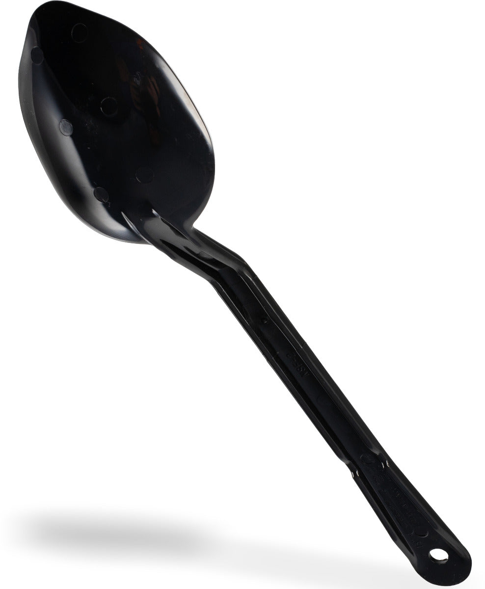 Carlisle 442003 One-Piece Plastic Solid Serving Spoon with Notched Handle 13" - Black