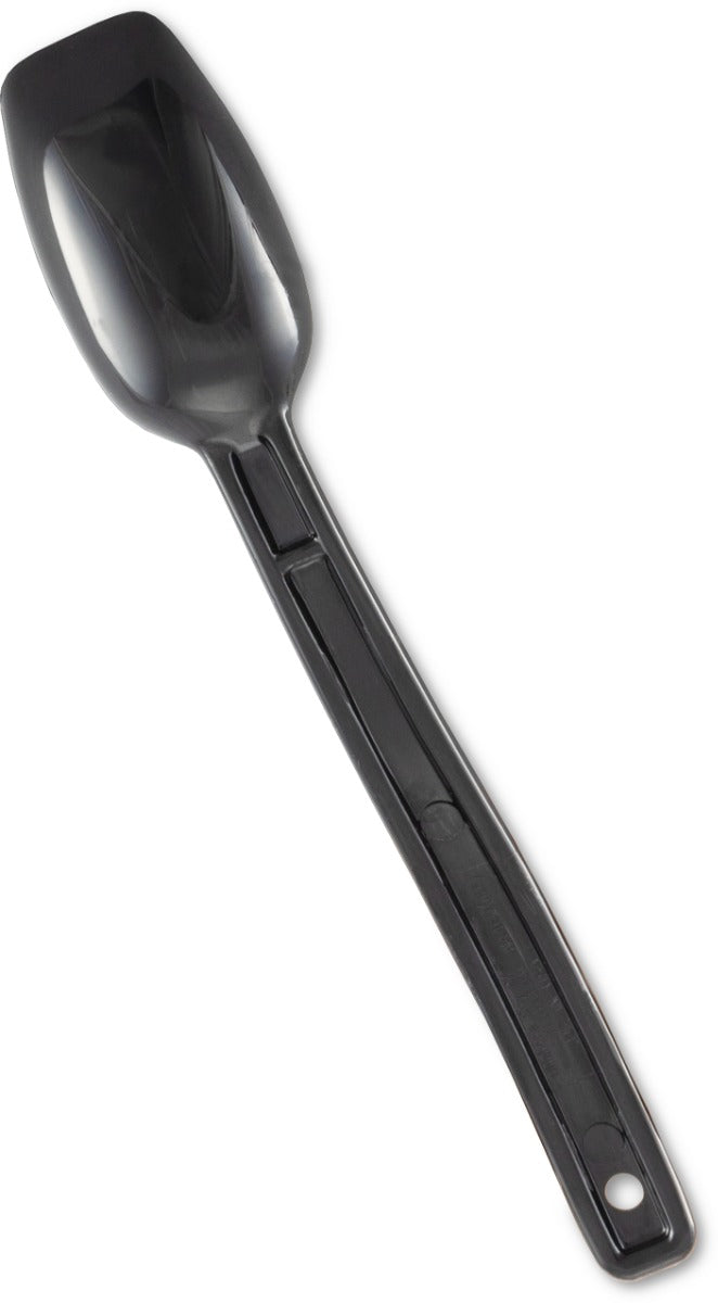 Carlisle 446003 One-Piece Plastic Solid Salad/Buffet Serving Spoon with Notched handle 9" - 1/2 oz. - Black