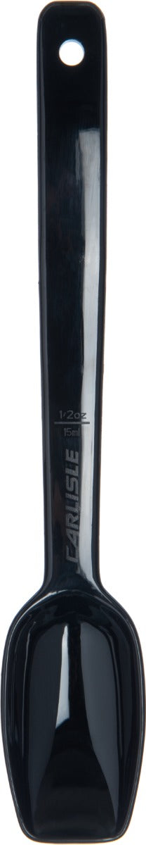 Carlisle 446003 One-Piece Plastic Solid Salad/Buffet Serving Spoon with Notched handle 9" - 1/2 oz. - Black