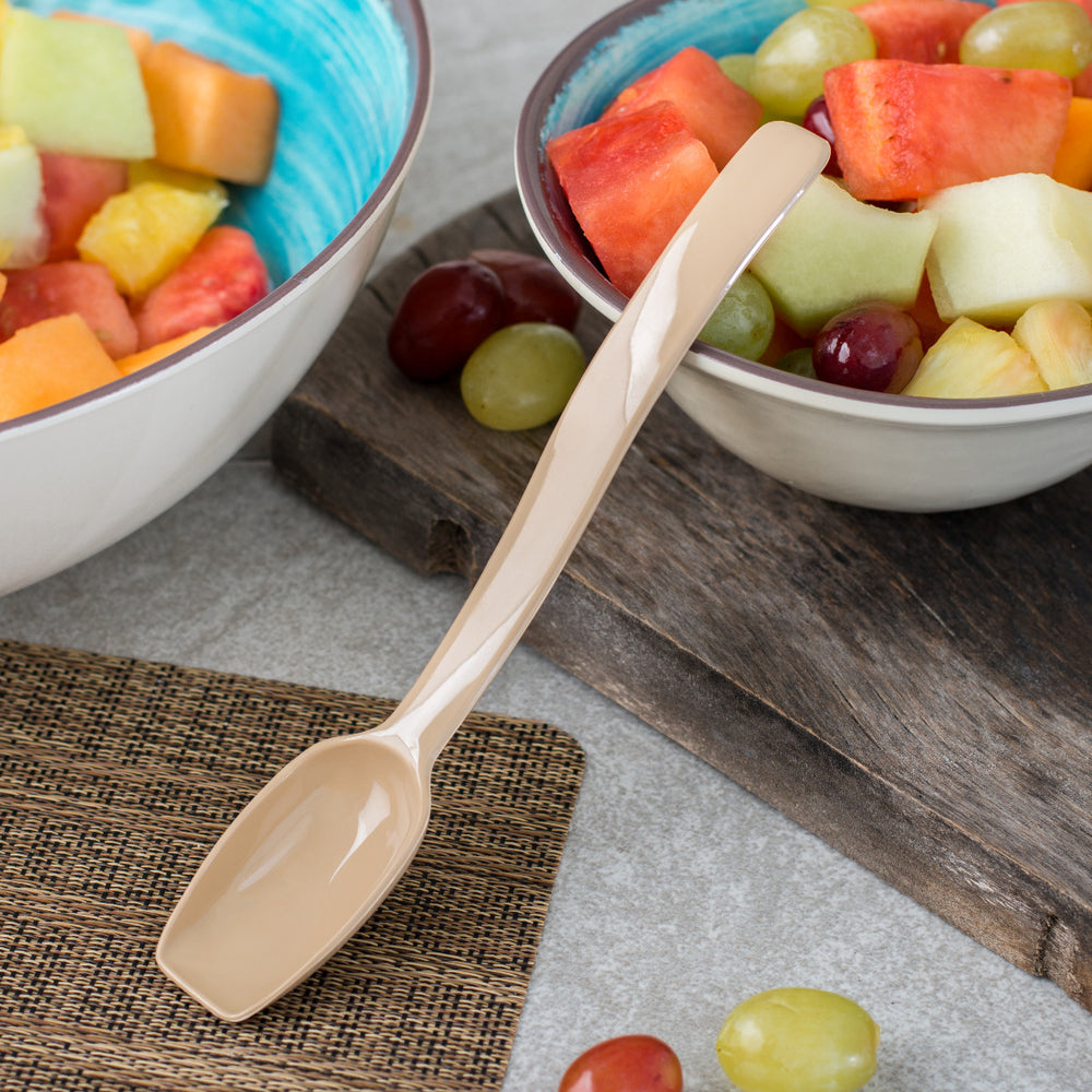 Carlisle 446006 One-Piece Plastic Solid Salad/Buffet Serving Spoon with Notched handle 9" - 1/2 oz. - Beige