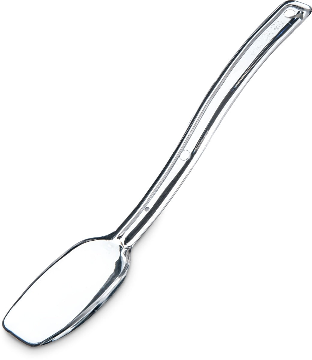 Carlisle 446007 One-Piece Plastic Solid Salad/Buffet Serving Spoon with Notched handle 9" - 1/2 oz. - Clear