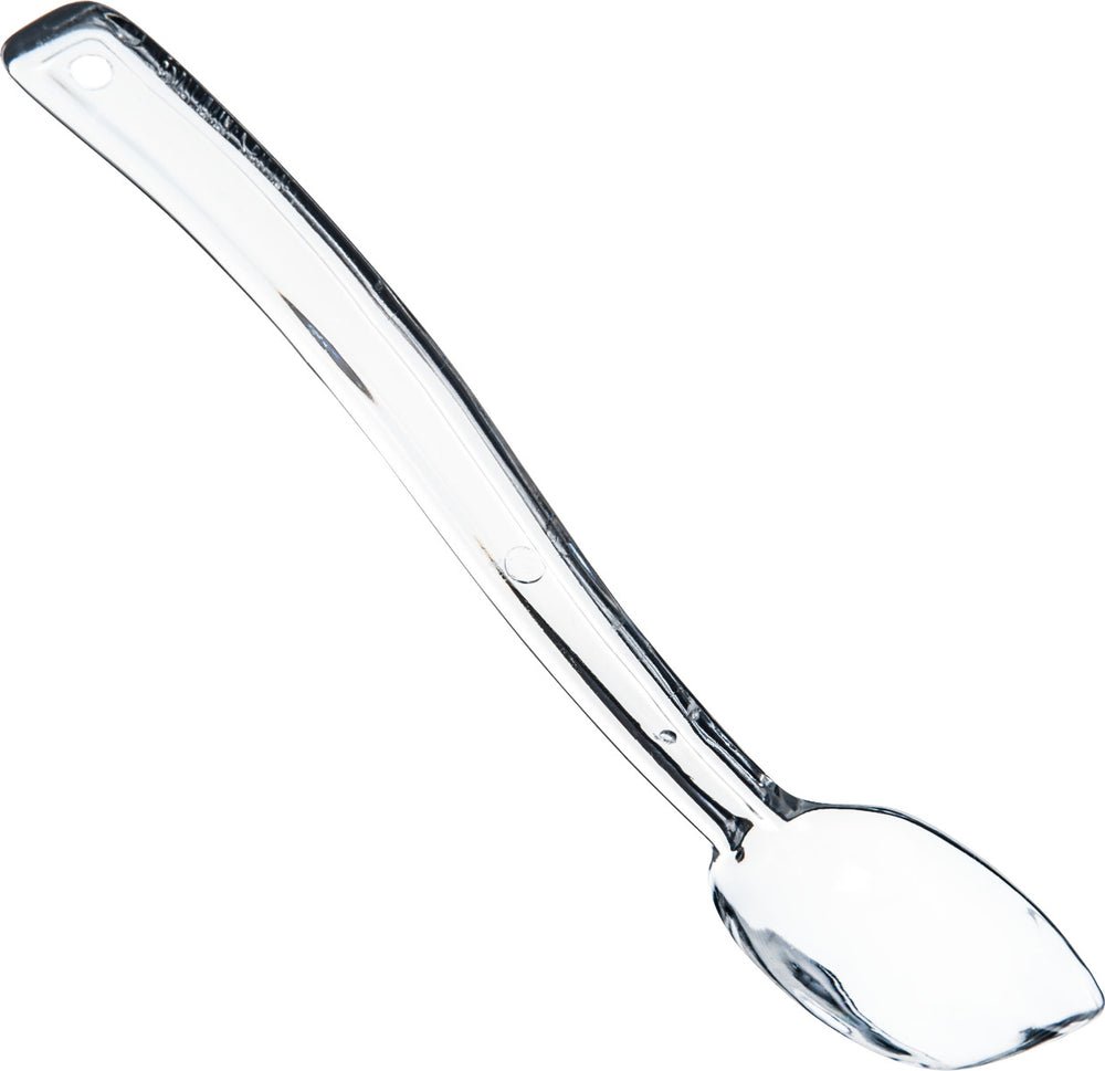 Carlisle 446007 One-Piece Plastic Solid Salad/Buffet Serving Spoon with Notched handle 9" - 1/2 oz. - Clear