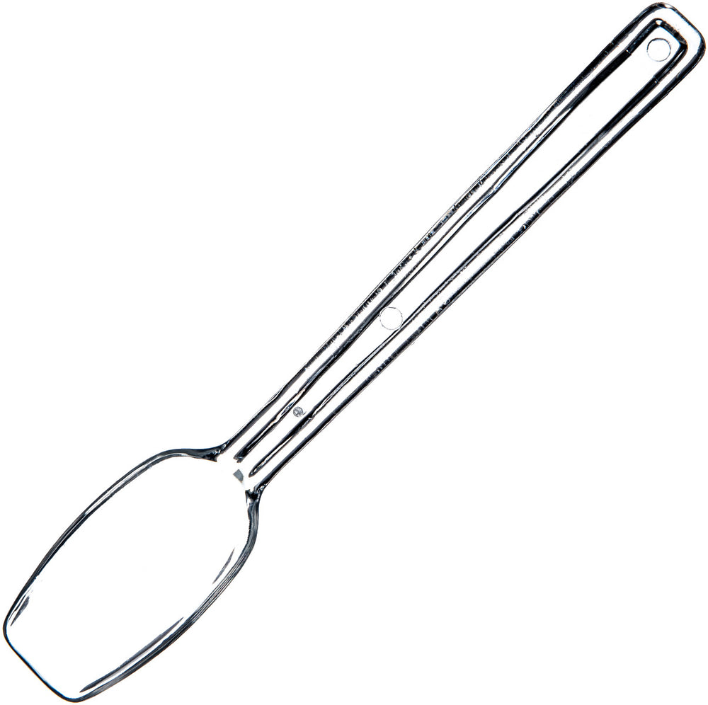 Carlisle 446007 One-Piece Plastic Solid Salad/Buffet Serving Spoon with Notched handle 9" - 1/2 oz. - Clear