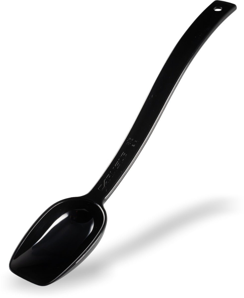 Carlisle 447003 One-Piece Plastic Solid Salad/Buffet Serving Spoon with Notched handle 10" - 3/4 oz. - Black