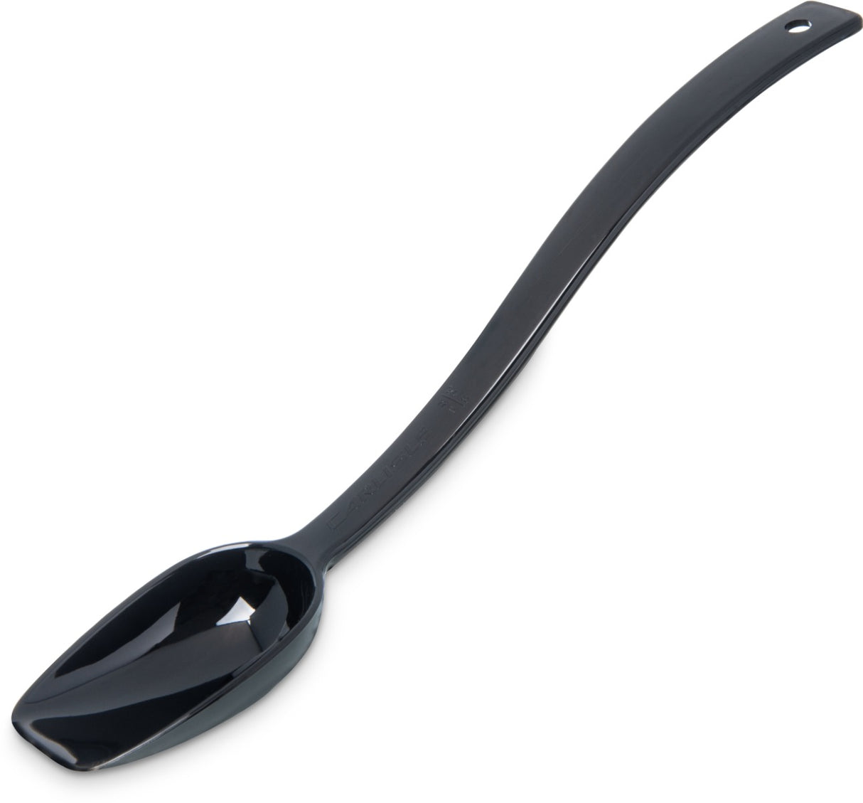Carlisle 447003 One-Piece Plastic Solid Salad/Buffet Serving Spoon with Notched handle 10" - 3/4 oz. - Black