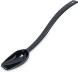 Carlisle 447003 One-Piece Plastic Solid Salad/Buffet Serving Spoon with Notched handle 10" - 3/4 oz. - Black