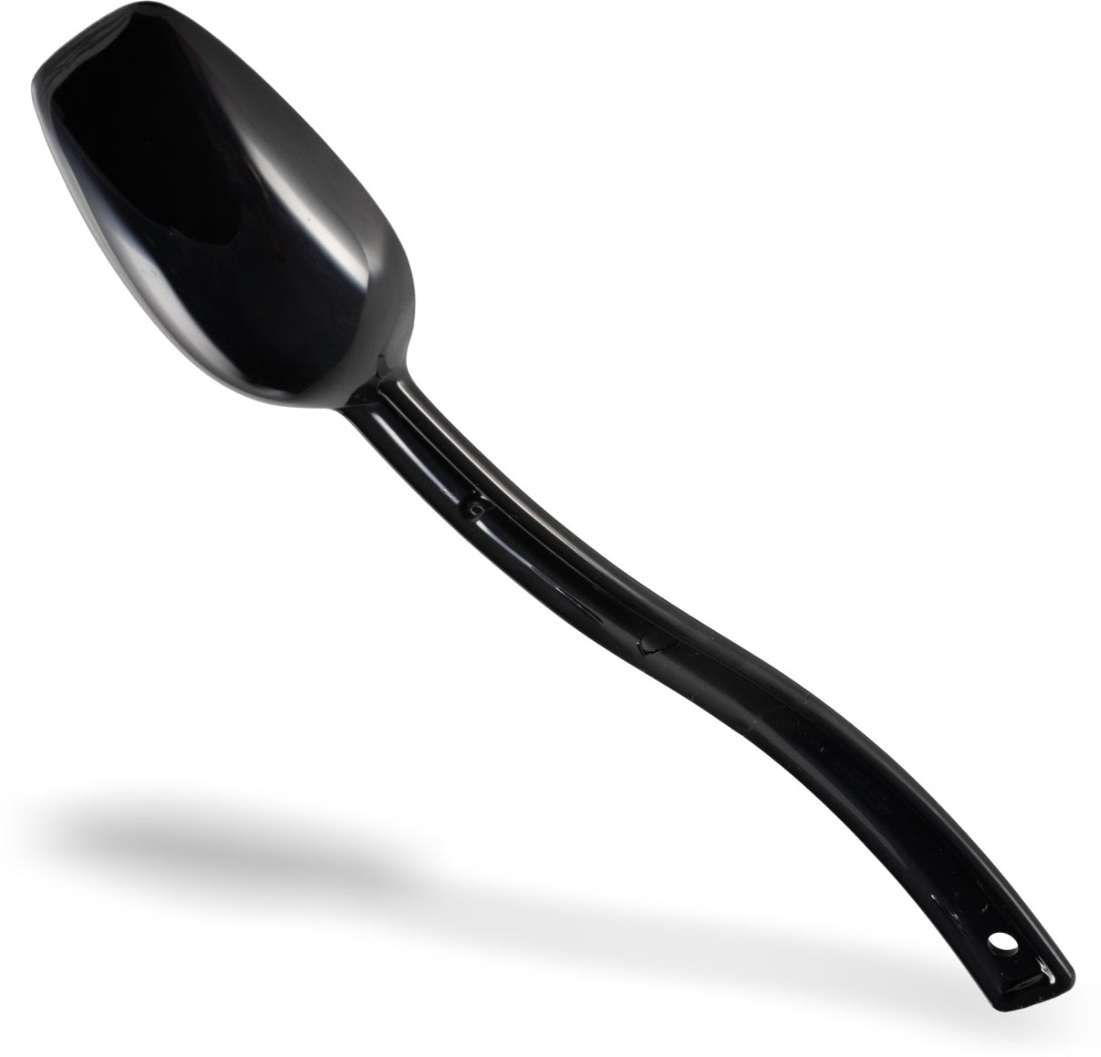 Carlisle 447003 One-Piece Plastic Solid Salad/Buffet Serving Spoon with Notched handle 10" - 3/4 oz. - Black
