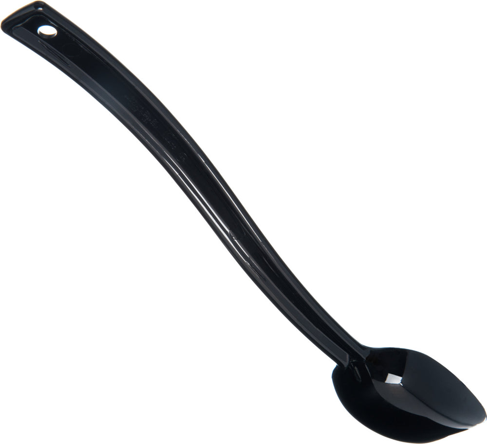 Carlisle 447003 One-Piece Plastic Solid Salad/Buffet Serving Spoon with Notched handle 10" - 3/4 oz. - Black