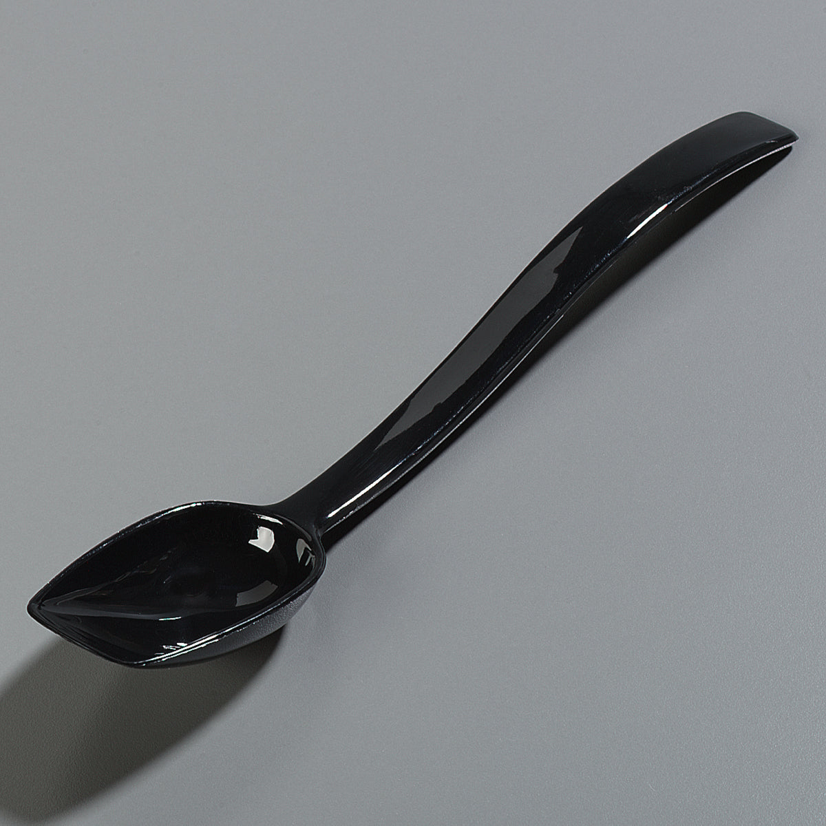 Carlisle 447003 One-Piece Plastic Solid Salad/Buffet Serving Spoon with Notched handle 10" - 3/4 oz. - Black