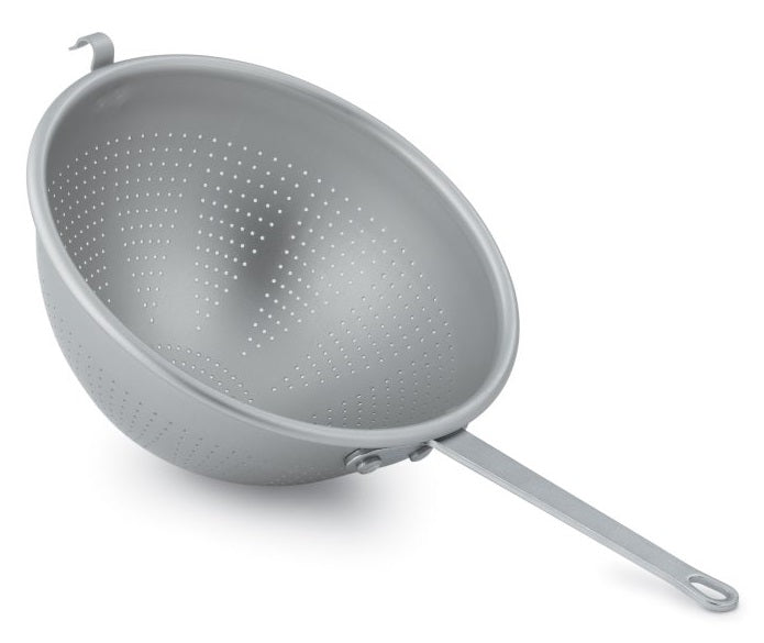 Vollrath 4605 Aluminum Professional / Spaghetti Strainer with 11-1/4" Dia. Perforated Bowl, Hook and Straight Handle 5 qt.