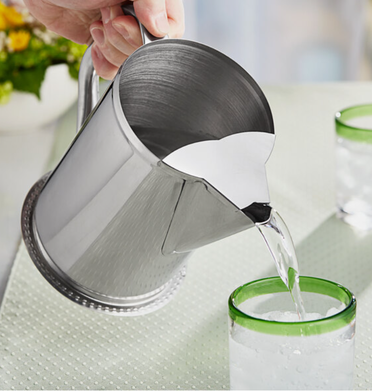 Vollrath 46402 64 oz. Stainless Steel Water Pitcher with Ice Guard - 6ea/Case