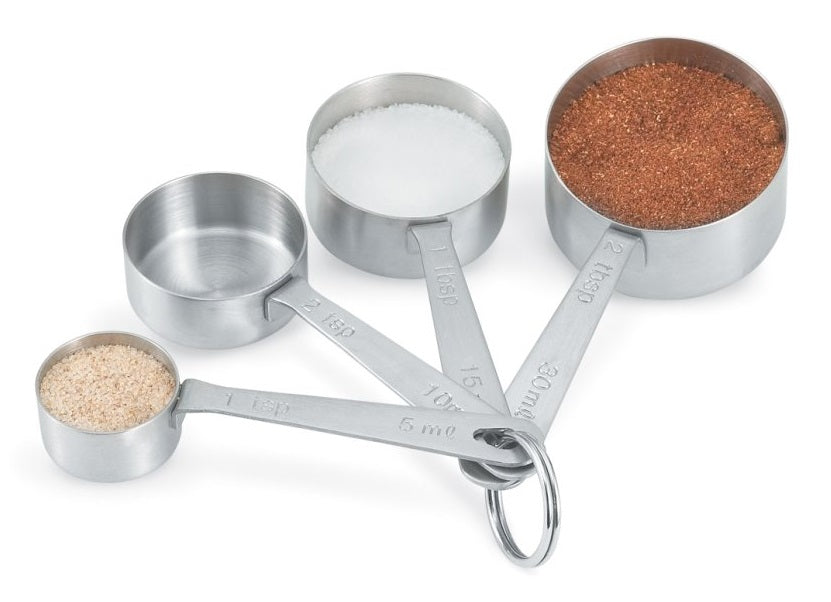 Vollrath 46589 Stainless Steel 4-Piece Straight-Sided Measuring Spoon Set - Includes (1) 1 Tbsp., (1) 2 Tbsp., (1) 2 tsp. and (1) 1 tsp.