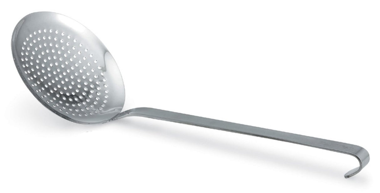 Vollrath 46970 Jacob's Pride Heavy-Duty One-Piece Stainless Steel Round Skimmer with 6" dia. Perforated Blade and 12-5/8" Hooked Handle - 6/Case