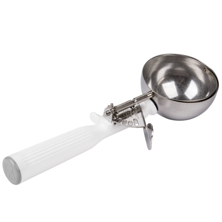 Vollrath 47139 Jacob's Pride Thumb Press Disher with One-Piece White Handle 5-1/3 oz. - Size 6