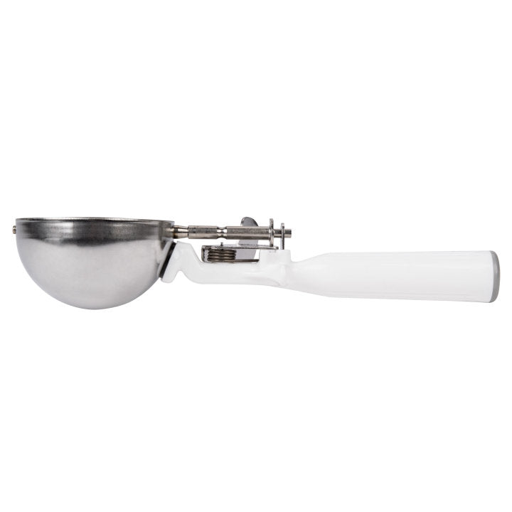 Vollrath 47139 Jacob's Pride Thumb Press Disher with One-Piece White Handle 5-1/3 oz. - Size 6