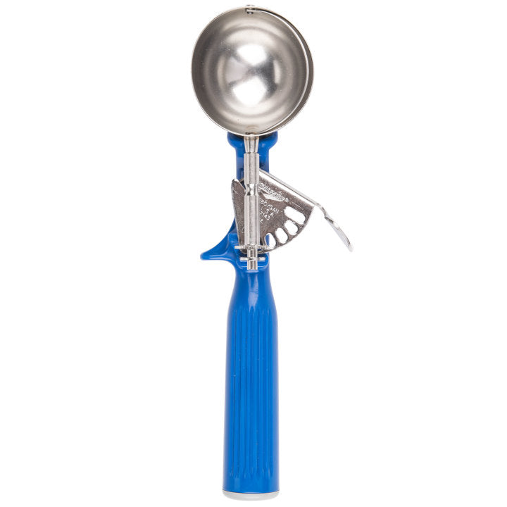 Vollrath 47143 Jacob's Pride Thumb Press Disher with One-Piece Dark Blue Handle 2 oz. - Size 16