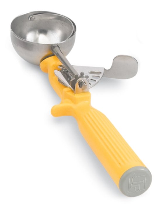 Vollrath 47144 Jacob's Pride Thumb Press Disher with One-Piece Yellow Handle 1-5/8 oz. - Size 20