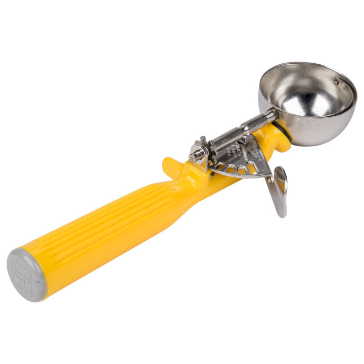 Vollrath 47144 Jacob's Pride Thumb Press Disher with One-Piece Yellow Handle 1-5/8 oz. - Size 20