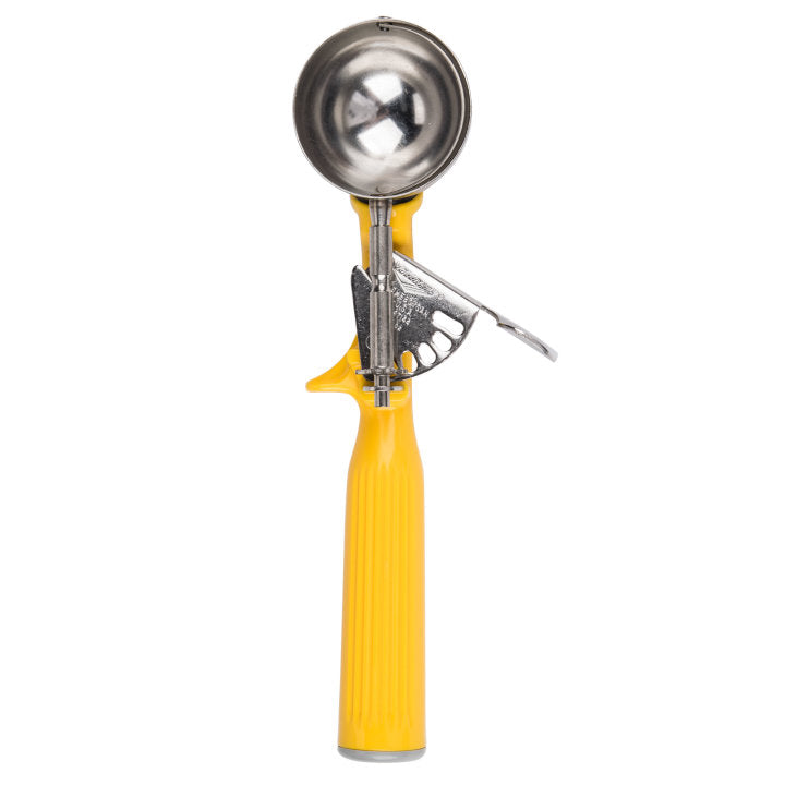 Vollrath 47144 Jacob's Pride Thumb Press Disher with One-Piece Yellow Handle 1-5/8 oz. - Size 20