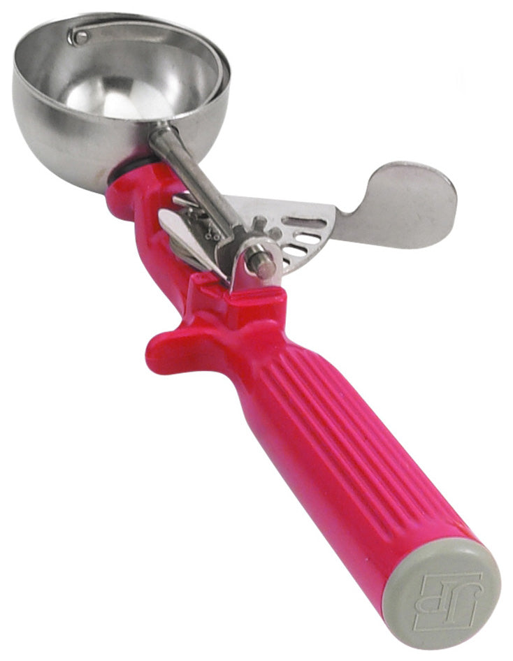 Vollrath 47145 Jacob's Pride Thumb Press Disher with One-Piece Red Handle 1-1/3 oz. - Size 24