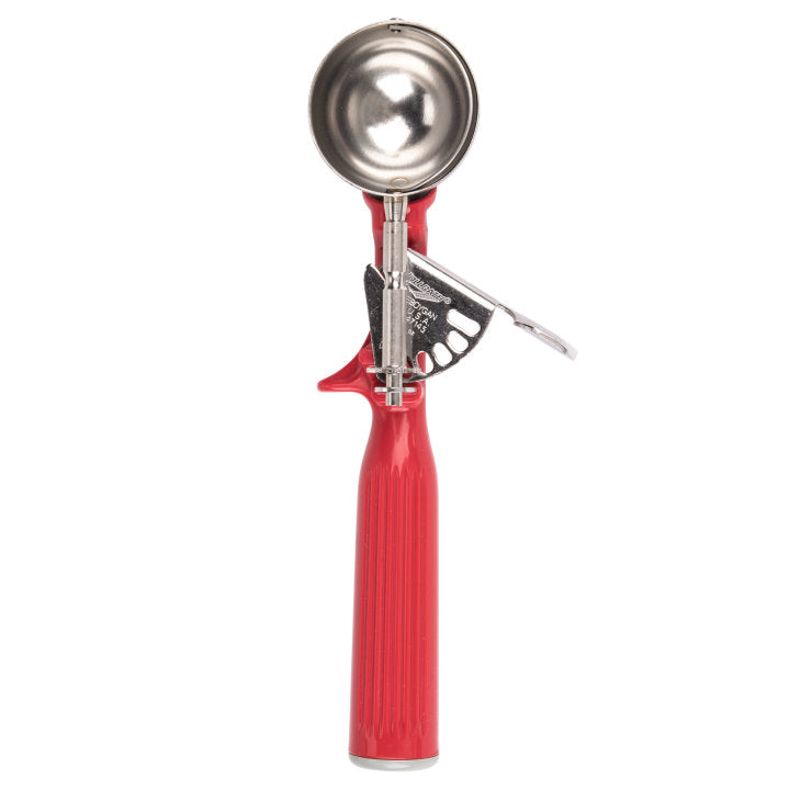 Vollrath 47145 Jacob's Pride Thumb Press Disher with One-Piece Red Handle 1-1/3 oz. - Size 24