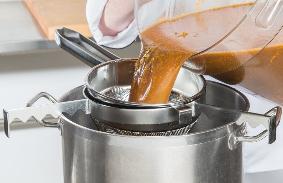 Vollrath 47166 Stainless Steel Fine Mesh China Cap Strainer with 8" dia. X 8" Deep Bowl and 10" Welded Loop Handle - 6/Case