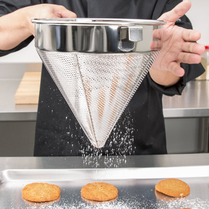 Vollrath 47177 Stainless Steel Coarse Mesh China Cap Strainer with 9-3/4" dia. x 10" Deep Blade and 10-1/4" Loop Handle - 6/Case