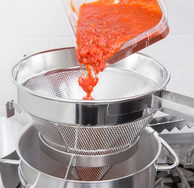 Vollrath 47178 Stainless Steel Coarse Mesh China Cap Strainer with 12" dia. x 12" Deep Blade and 10" Loop Handle - 6/Case