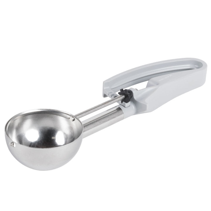 Vollrath 47371 Jacob's Pride Extended Length Disher with Gray Squeeze Handle 3.7 oz. - Size 8 - 12/Case