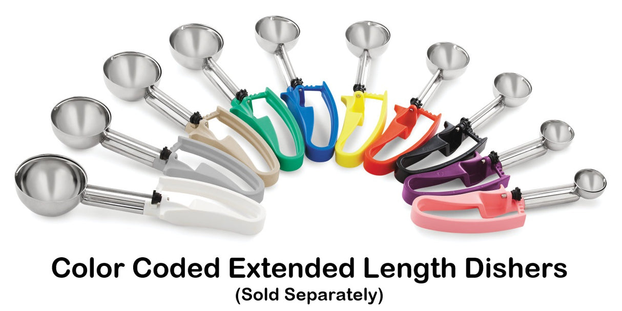 Vollrath 47372 Jacob's Pride Extended Length Disher with Ivory Squeeze Handle 3.2 oz. - Size 10 - 12/Case