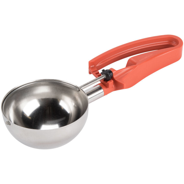 Vollrath 47388 Jacob's Pride Standard Length Disher with Orange Squeeze Handle 8 oz. - Size 4
