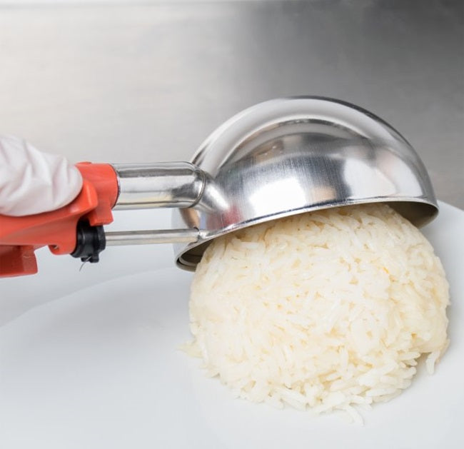 Vollrath 47388 Jacob's Pride Standard Length Disher with Orange Squeeze Handle 8 oz. - Size 4