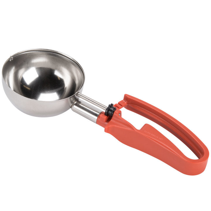 Vollrath 47388 Jacob's Pride Standard Length Disher with Orange Squeeze Handle 8 oz. - Size 4